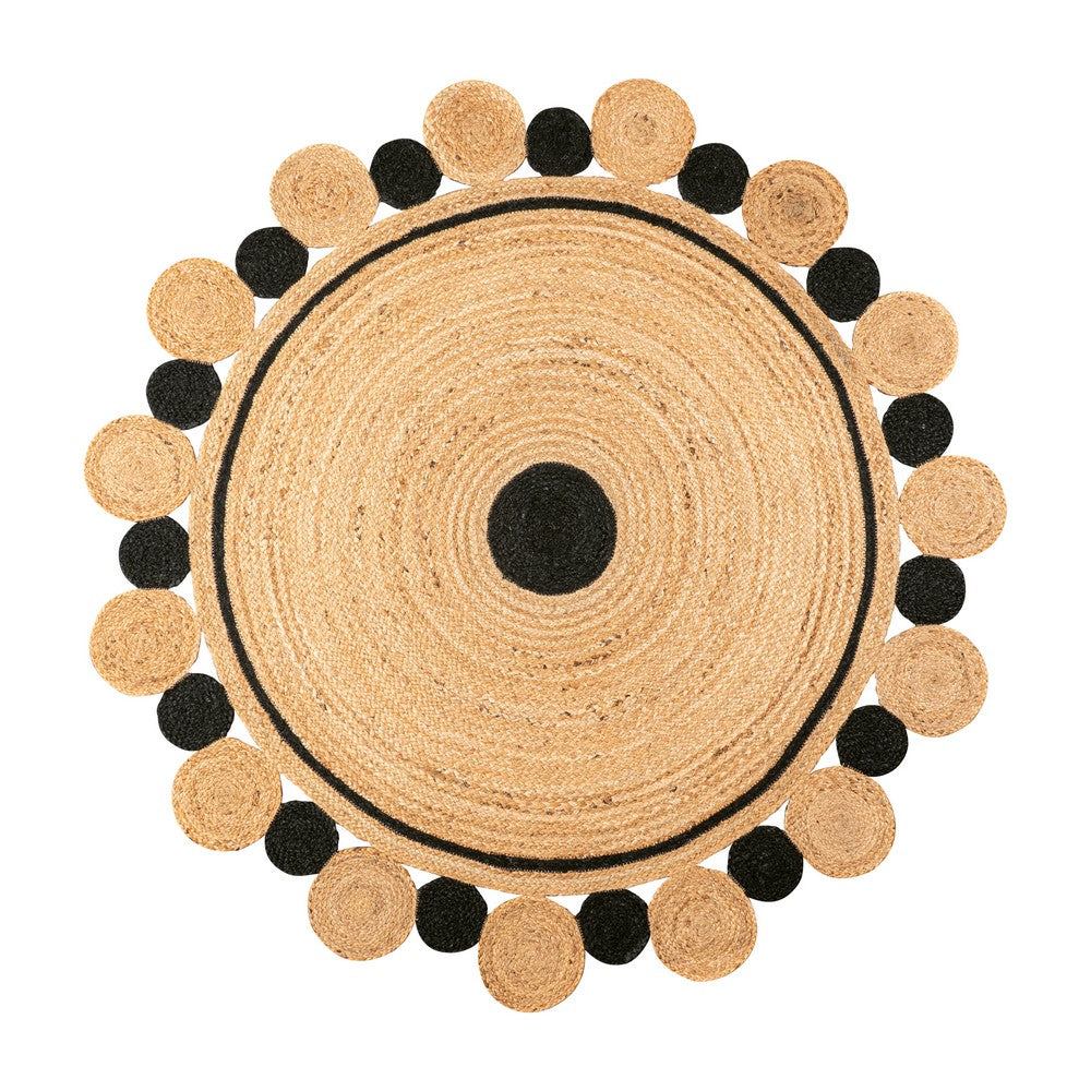 Classic Two-tone Jute Hippy Circle Medallion Area Rug