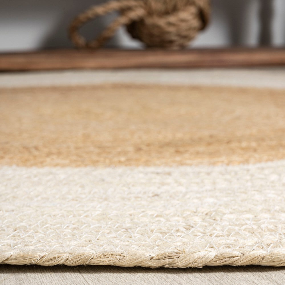 Winsor Two-tone Boho Jute Circle Area Rug