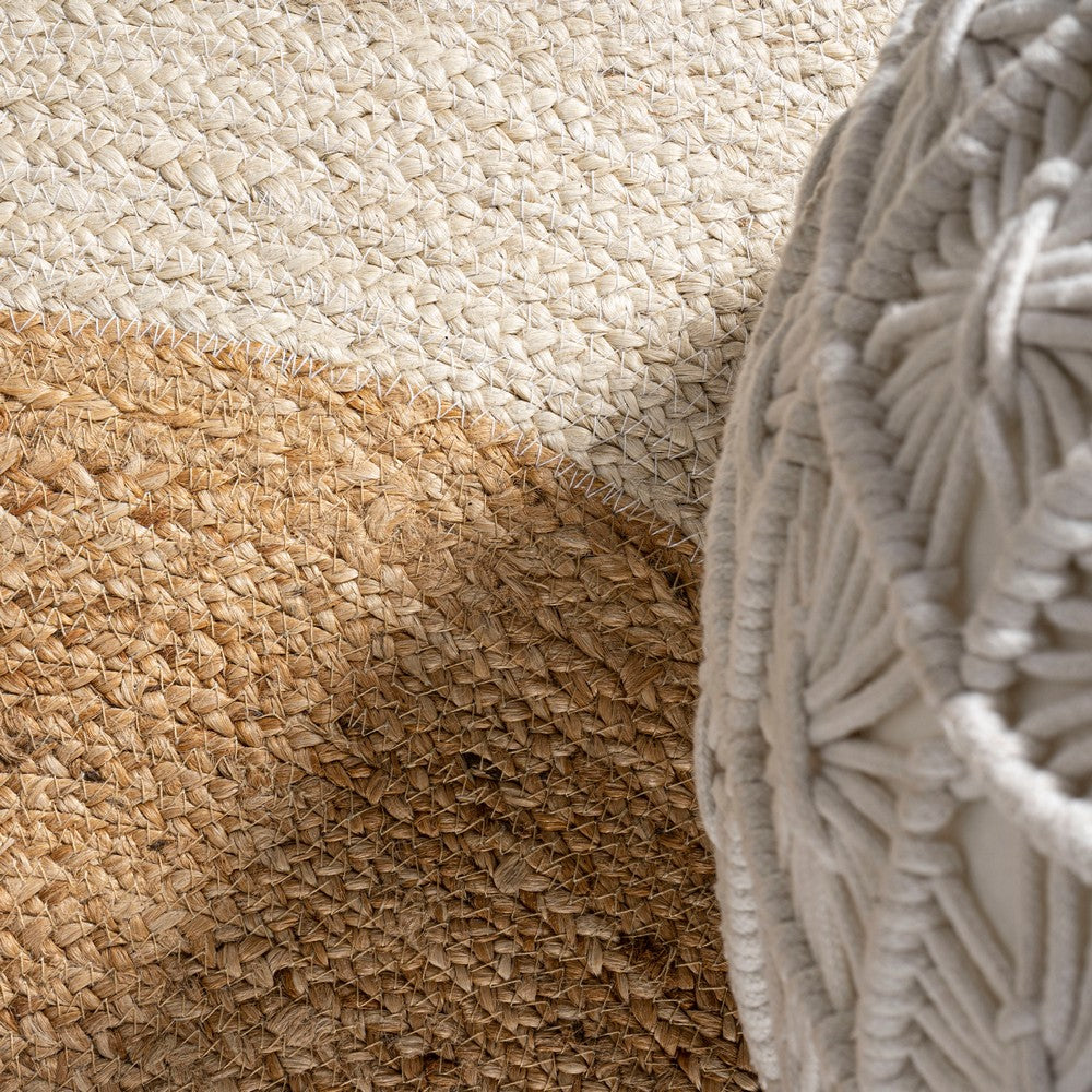 Winsor Two-tone Boho Jute Circle Area Rug