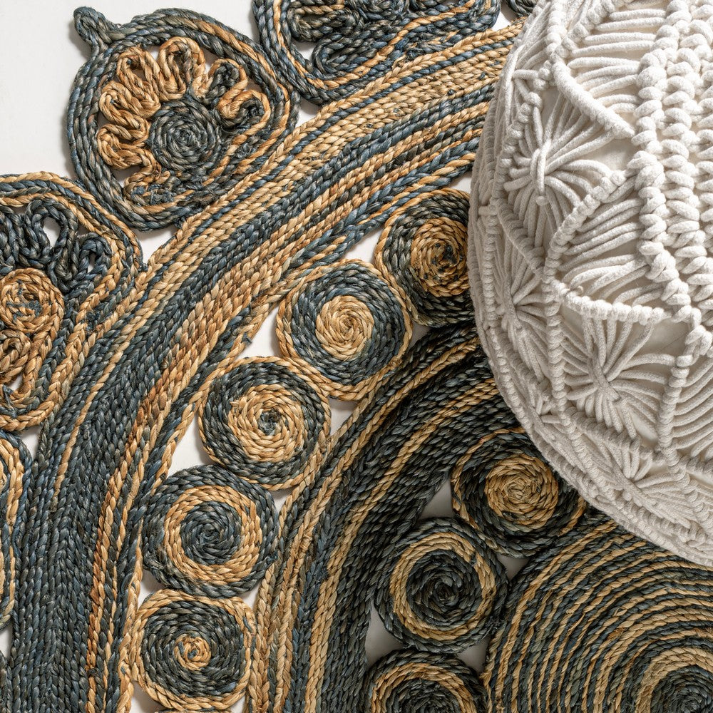 Elegant Medallion Contemporary Bohemian Round Jute Area Rug