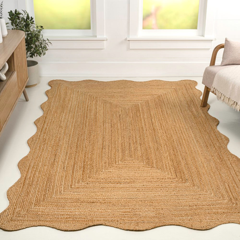 Elvoria Cottage Scallop Edge Jute Area Rug