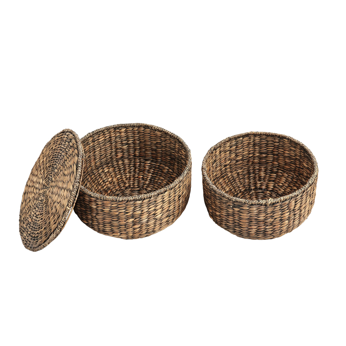 Bhola 18" Hourglass Handwoven Hyacinth Storage Accent Table with Lid
