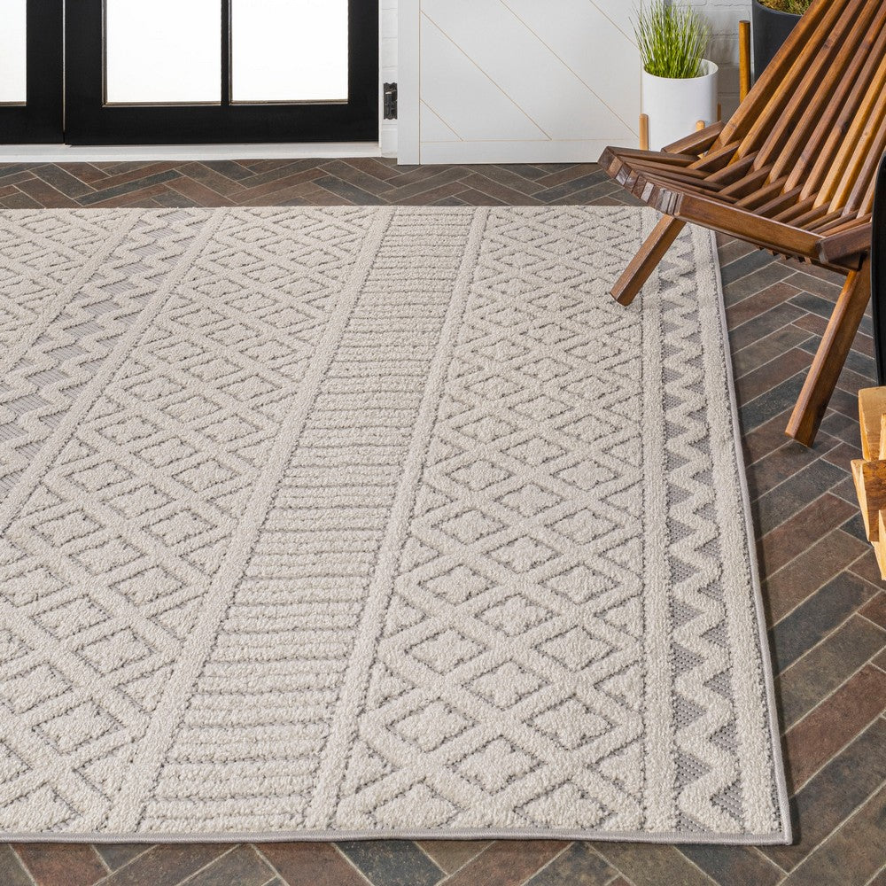 chevron High-Low Modern Trellis Geometric Indoor/Outdoor Area Rug