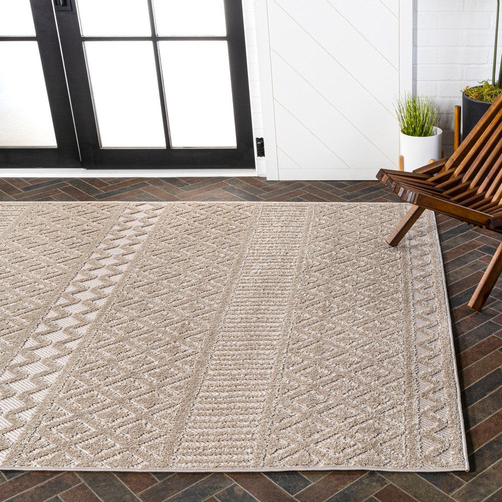 chevron High-Low Modern Trellis Geometric Indoor/Outdoor Area Rug