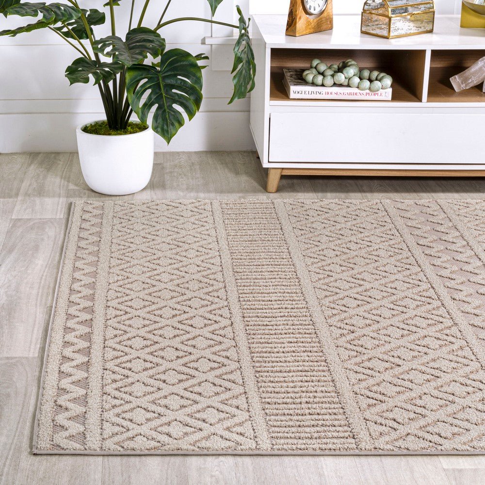 chevron High-Low Modern Trellis Geometric Indoor/Outdoor Area Rug