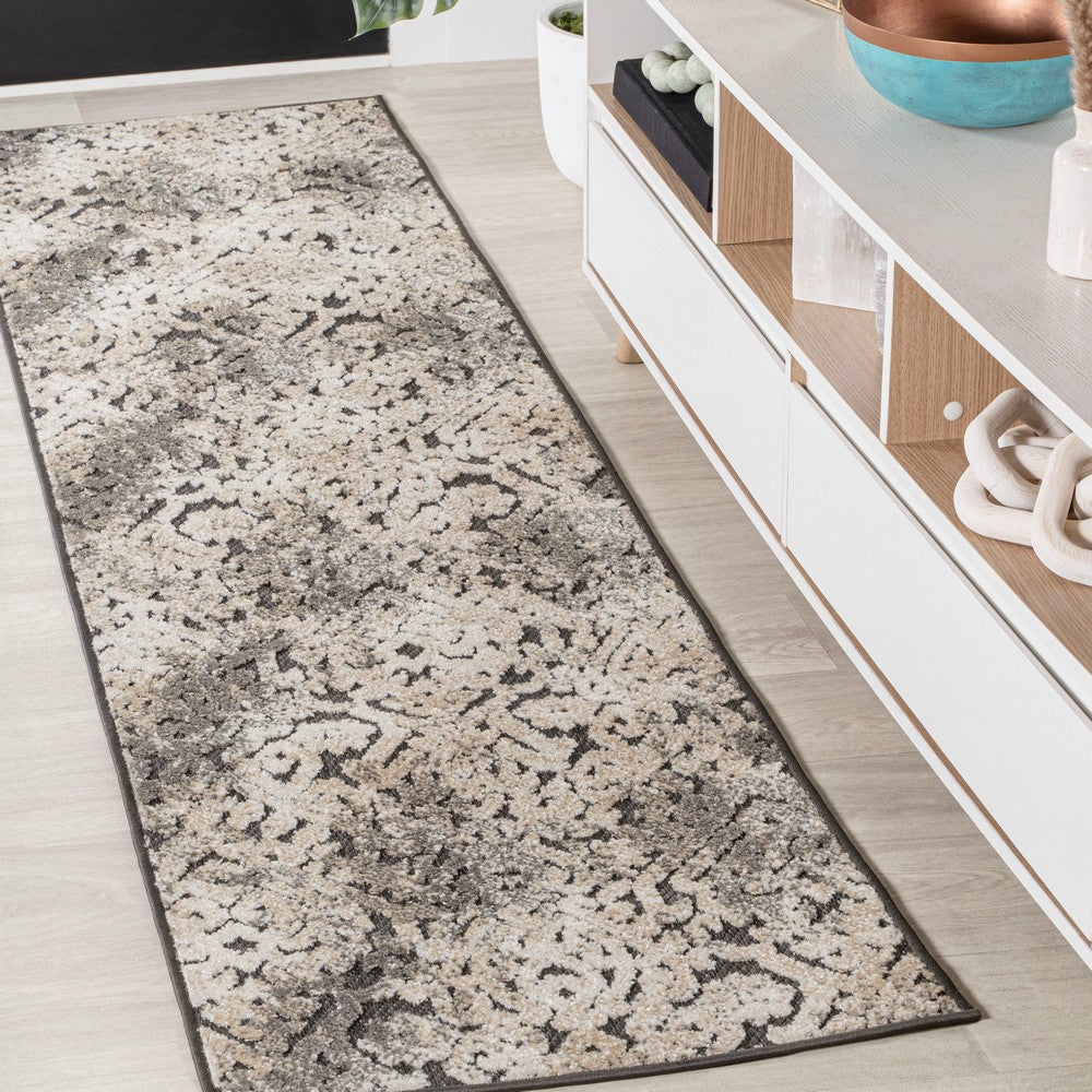 Tannisby High-Low Shabby Damask Indoor/Outdoor Area Rug