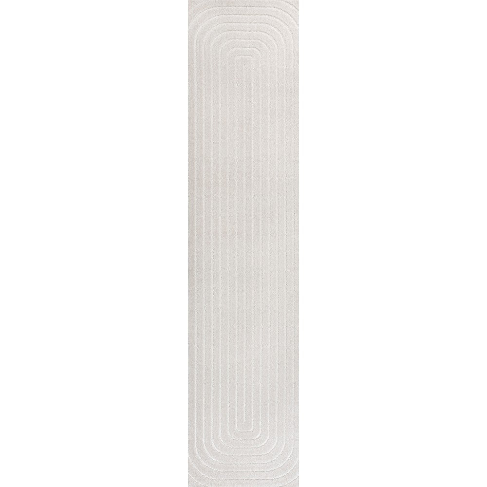 Baya High-Low Modern Scandinavian Arch Stripe Monotone Indoor/Outdoor Area Rug