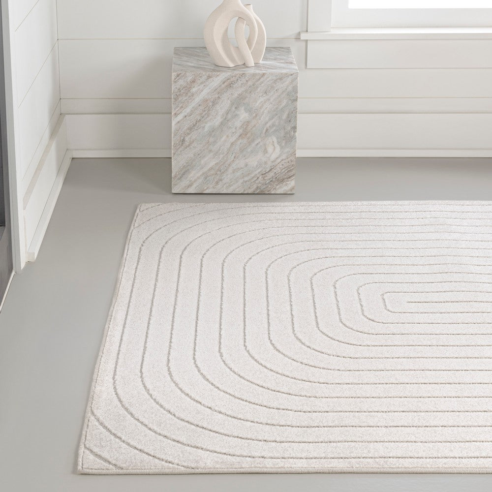 Baya High-Low Modern Scandinavian Arch Stripe Monotone Indoor/Outdoor Area Rug