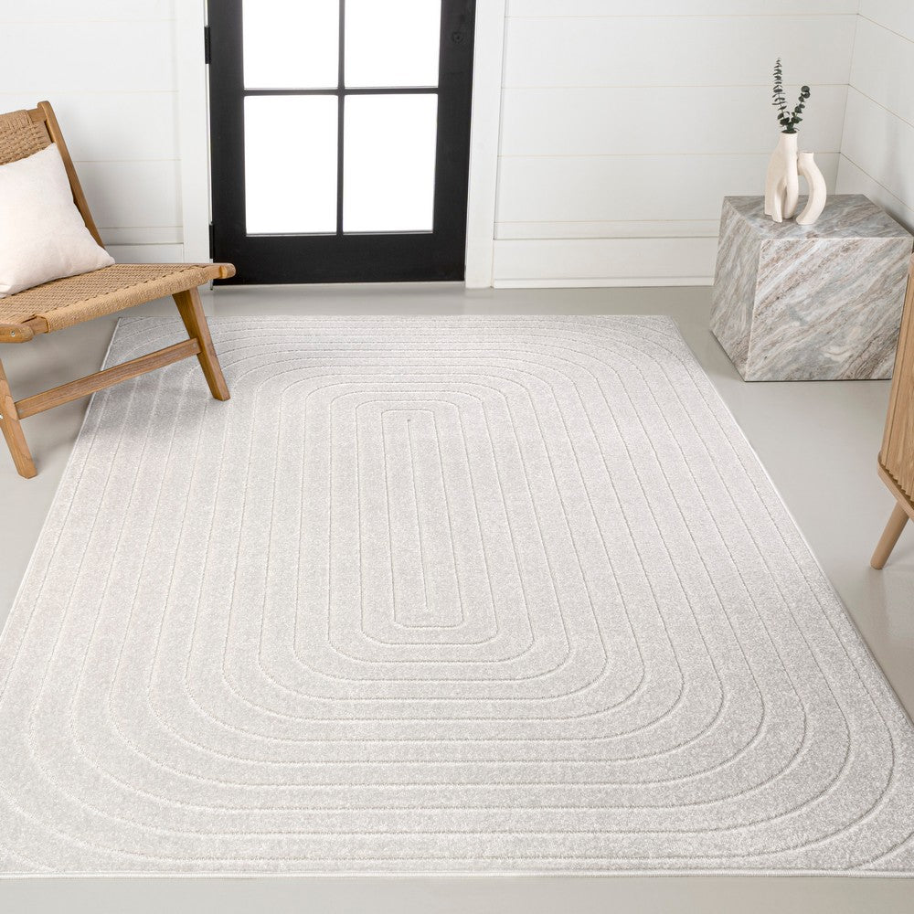 Baya High-Low Modern Scandinavian Arch Stripe Monotone Indoor/Outdoor Area Rug