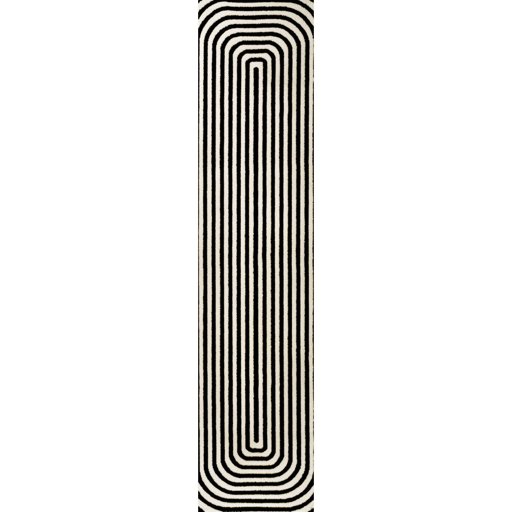 Baya High-Low Modern Scandinavian Arch Stripe Monotone Indoor/Outdoor Area Rug
