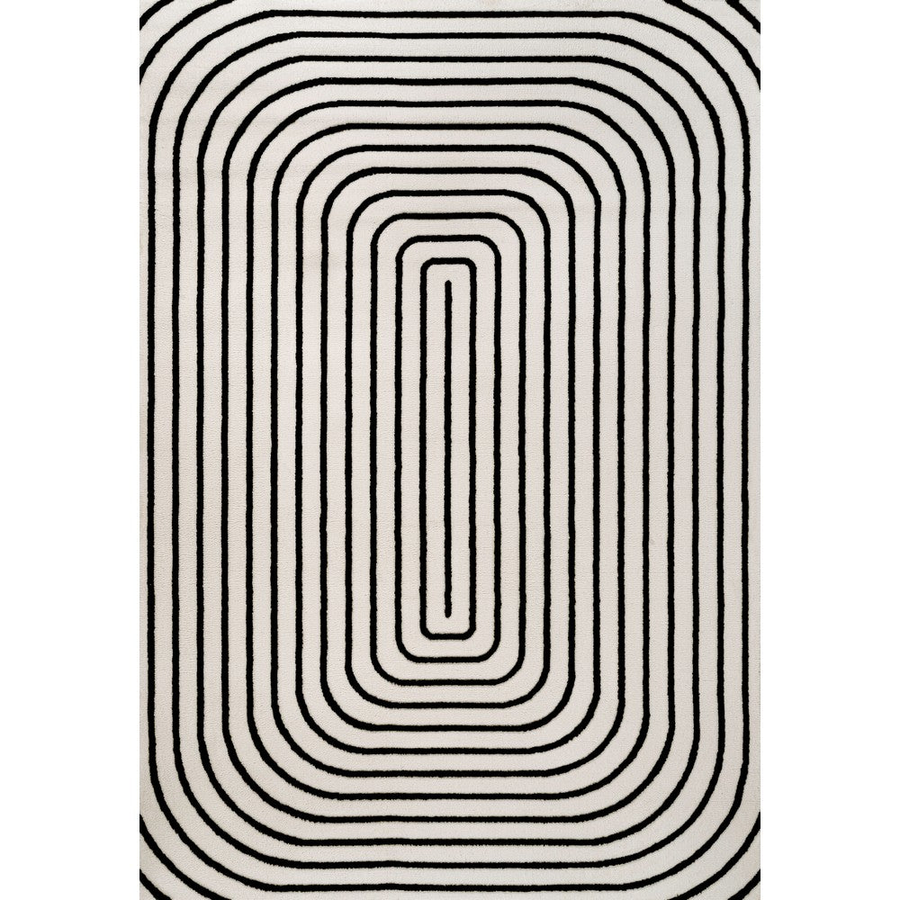Baya High-Low Modern Scandinavian Arch Stripe Monotone Indoor/Outdoor Area Rug
