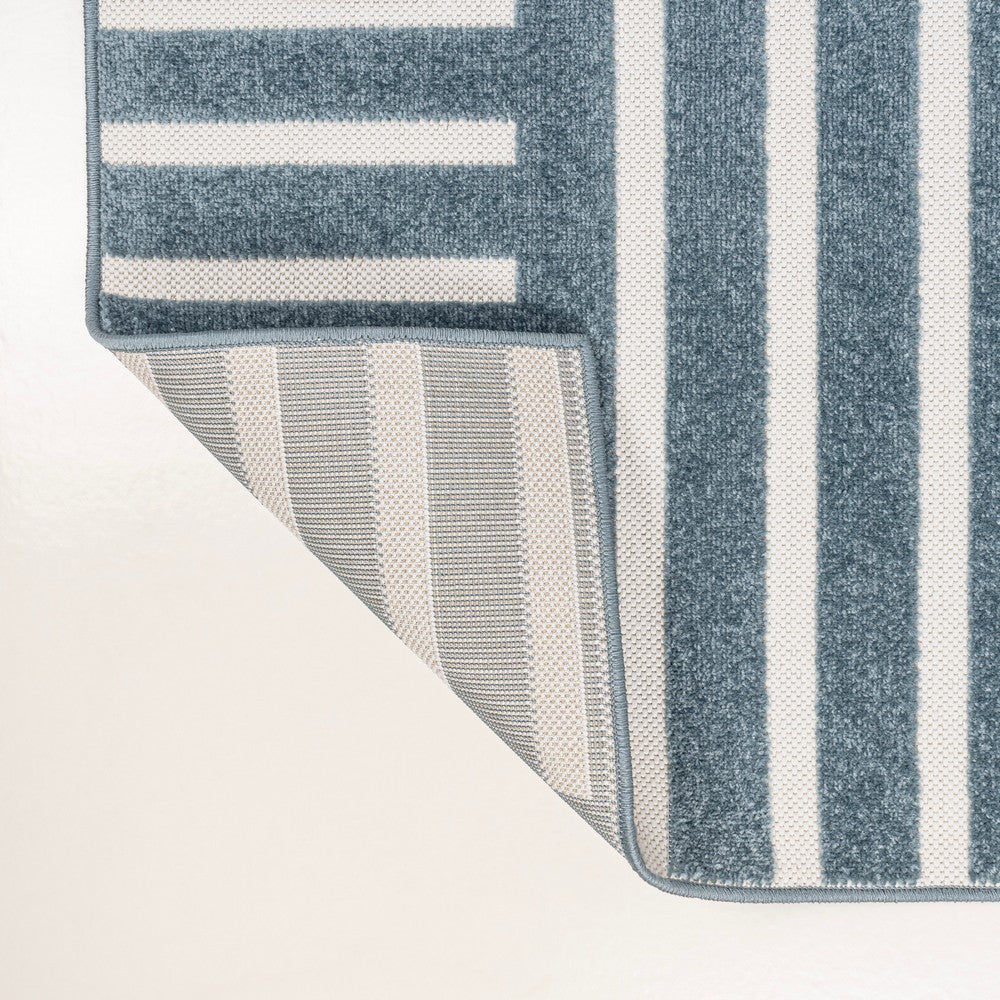 Verde High-Low MidCentury Modern Arch Stripe Two-Tone Indoor/Outdoor Area Rug
