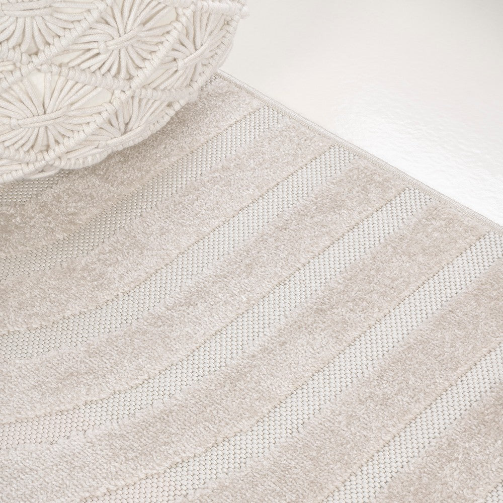 Verde High-Low MidCentury Modern Arch Stripe Two-Tone Indoor/Outdoor Area Rug