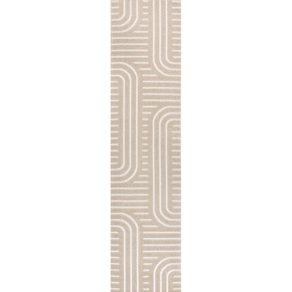Verde High-Low MidCentury Modern Arch Stripe Two-Tone Indoor/Outdoor Area Rug