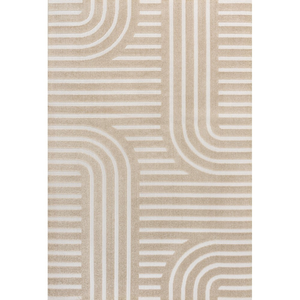 Verde High-Low MidCentury Modern Arch Stripe Two-Tone Indoor/Outdoor Area Rug
