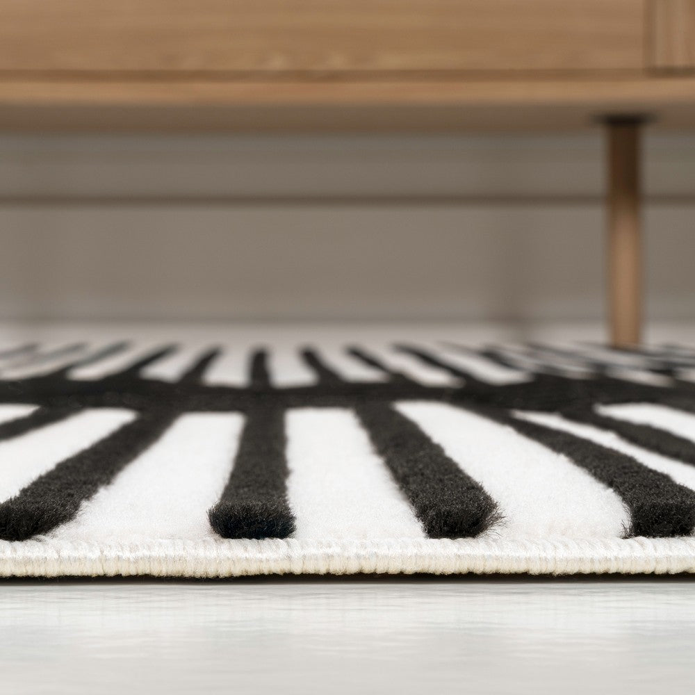 Verde High-Low MidCentury Modern Arch Stripe Two-Tone Indoor/Outdoor Area Rug