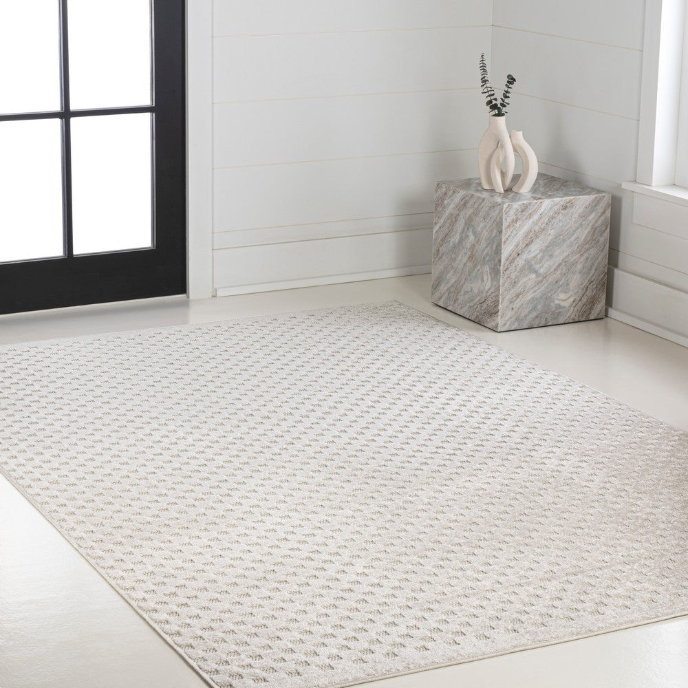 Tartan High-Low Modern Minimalist Checkered Monotone Indoor/Outdoor Area Rug