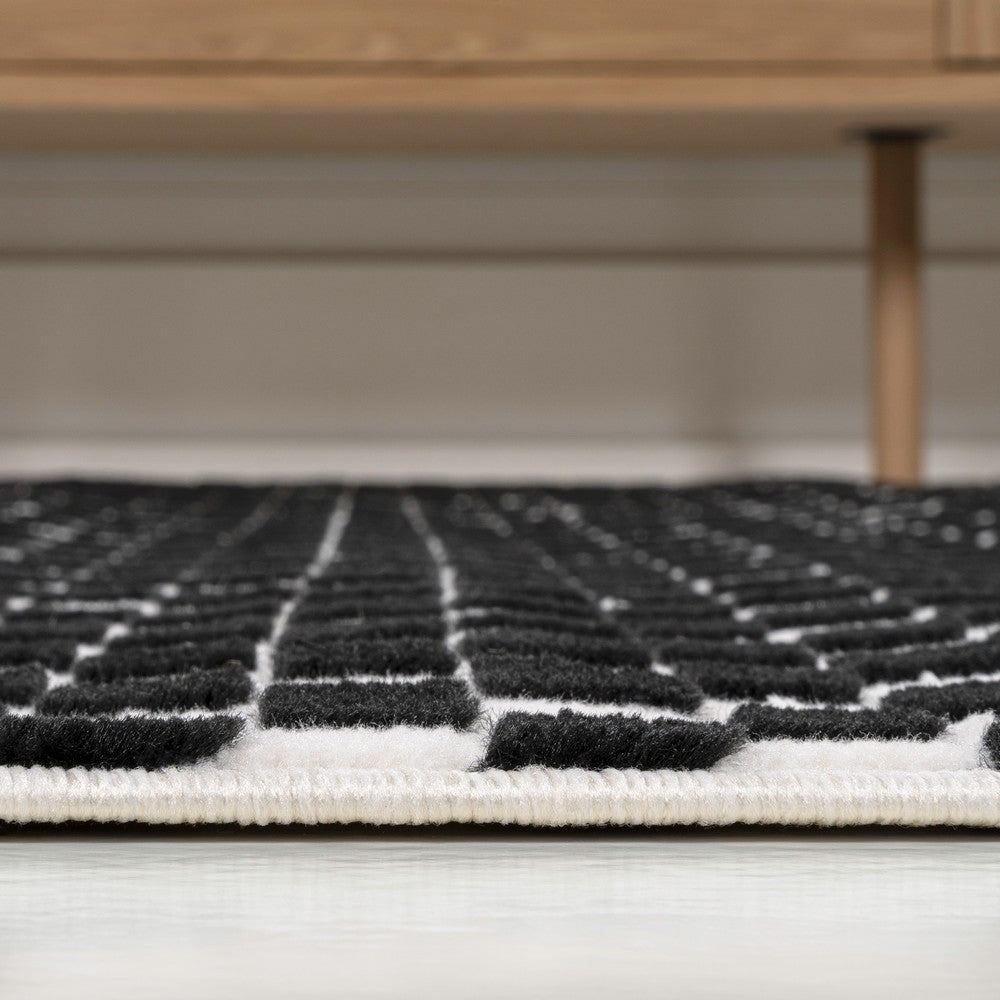 Tartan High-Low Modern Minimalist Checkered Monotone Indoor/Outdoor Area Rug