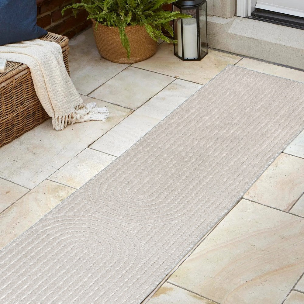Sophia High-Low MidCentury Modern Arch Stripe Two-Tone Indoor/Outdoor Area Rug