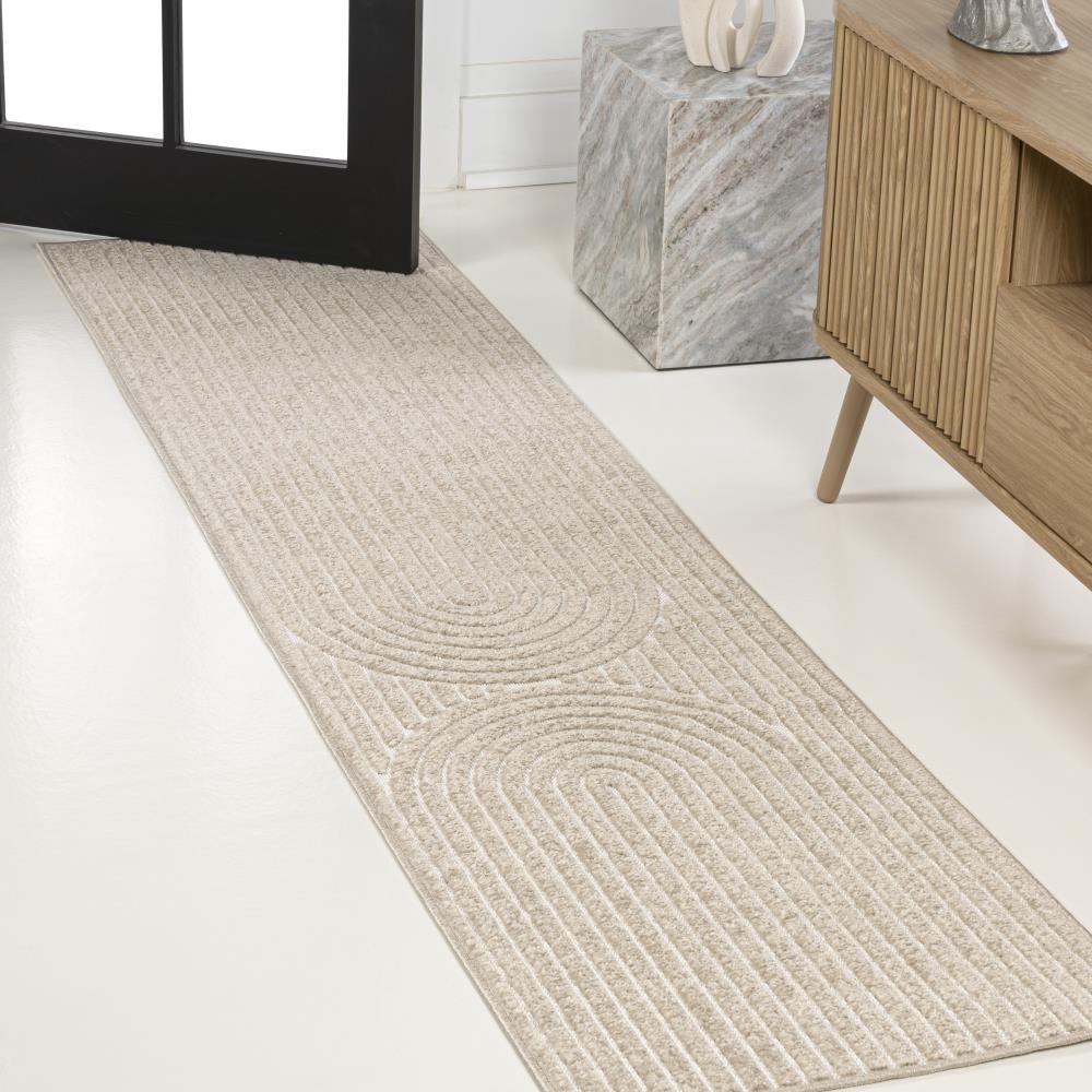 Sophia High-Low MidCentury Modern Arch Stripe Two-Tone Indoor/Outdoor Area Rug
