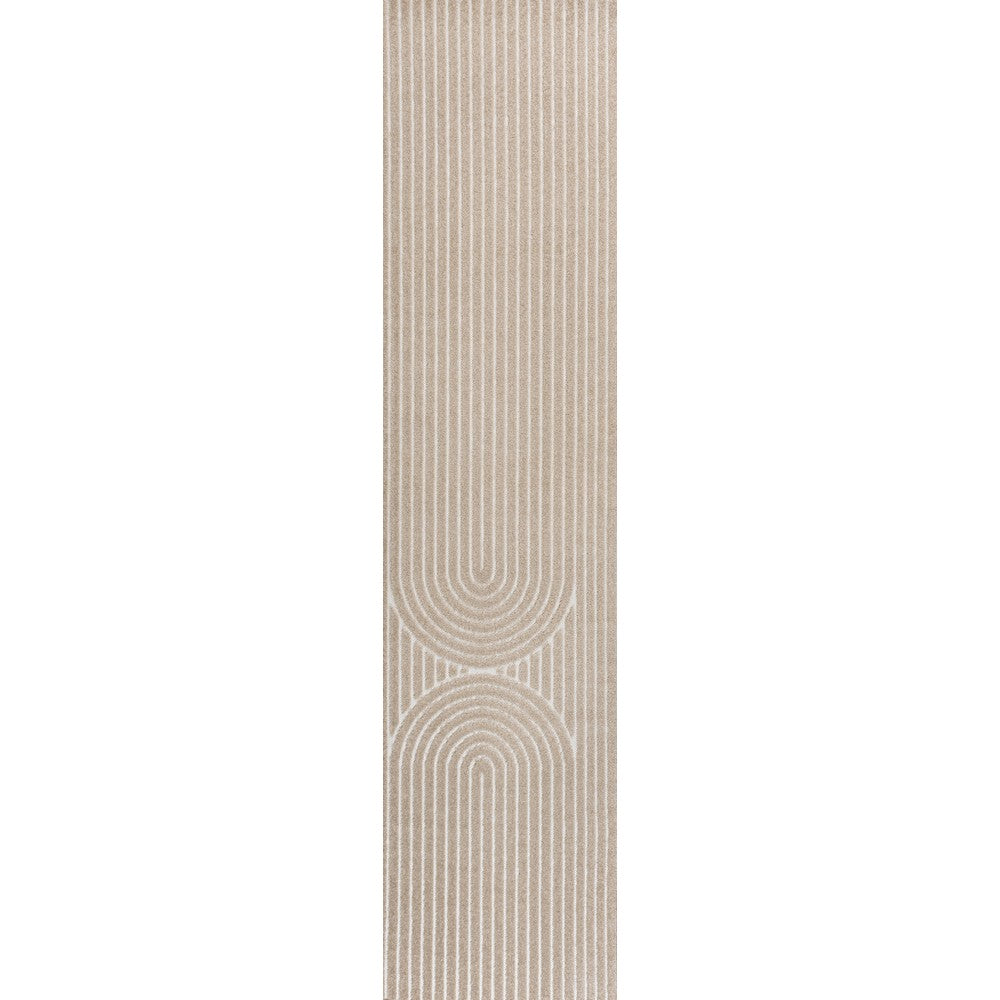 Sophia High-Low MidCentury Modern Arch Stripe Two-Tone Indoor/Outdoor Area Rug