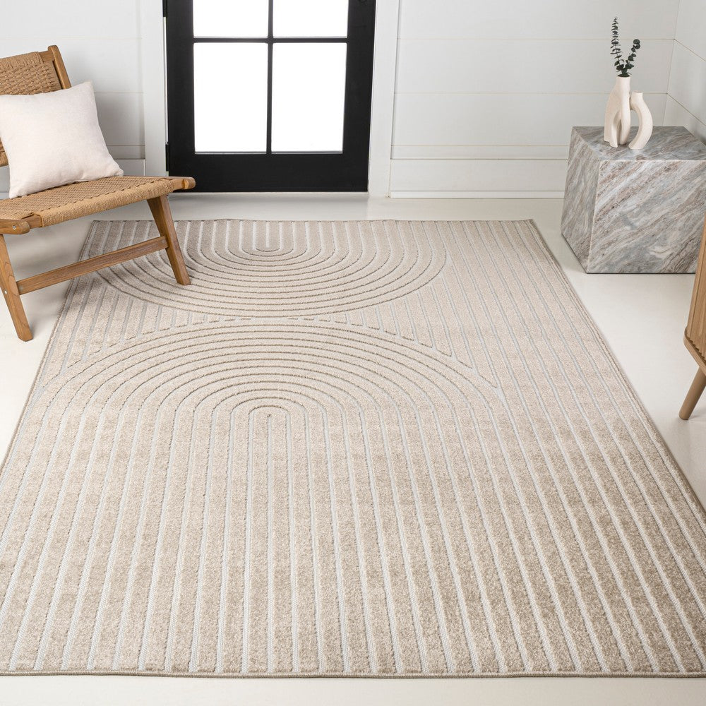 Sophia High-Low MidCentury Modern Arch Stripe Two-Tone Indoor/Outdoor Area Rug