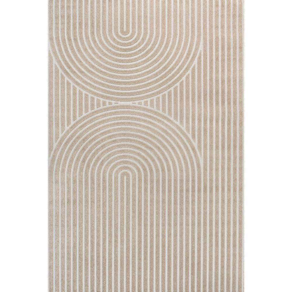 Sophia High-Low MidCentury Modern Arch Stripe Two-Tone Indoor/Outdoor Area Rug