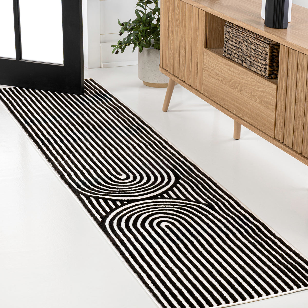 Sophia High-Low MidCentury Modern Arch Stripe Two-Tone Indoor/Outdoor Area Rug