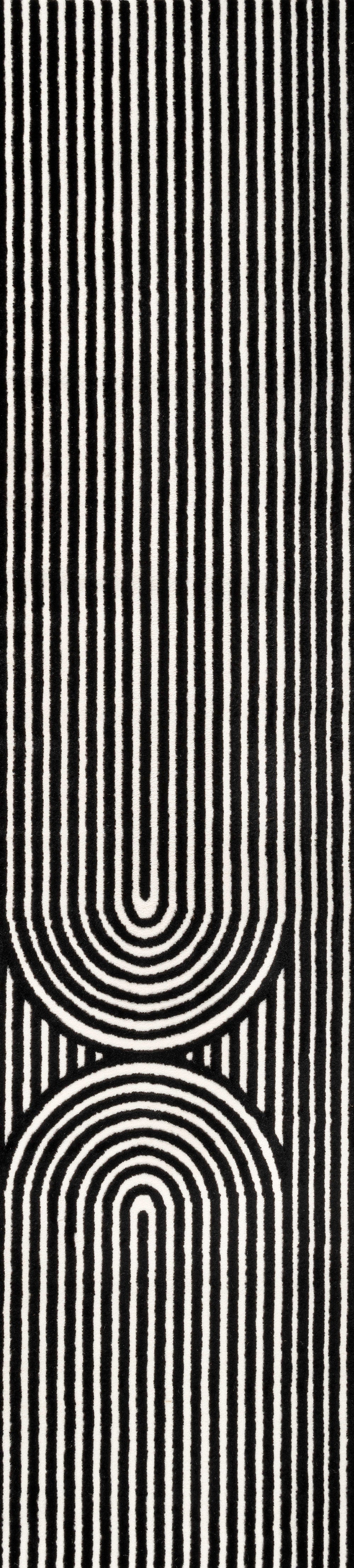 Sophia High-Low MidCentury Modern Arch Stripe Two-Tone Indoor/Outdoor Area Rug