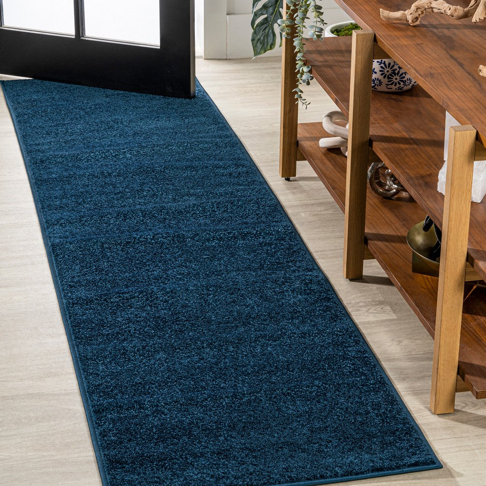 Trivor Haze Solid Low-Pile Area Rug Navy