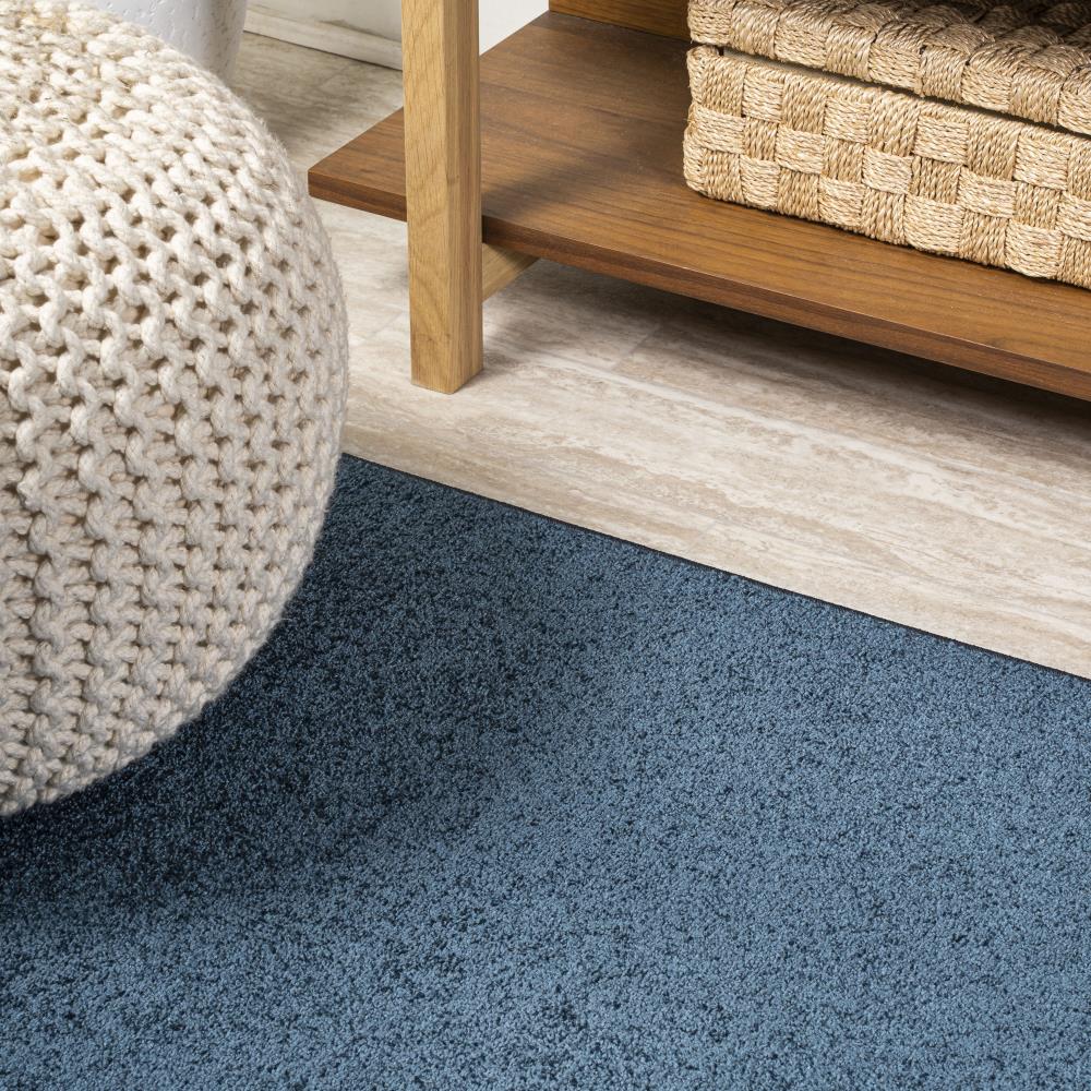 Trivor Haze Solid Low-Pile Area Rug Navy