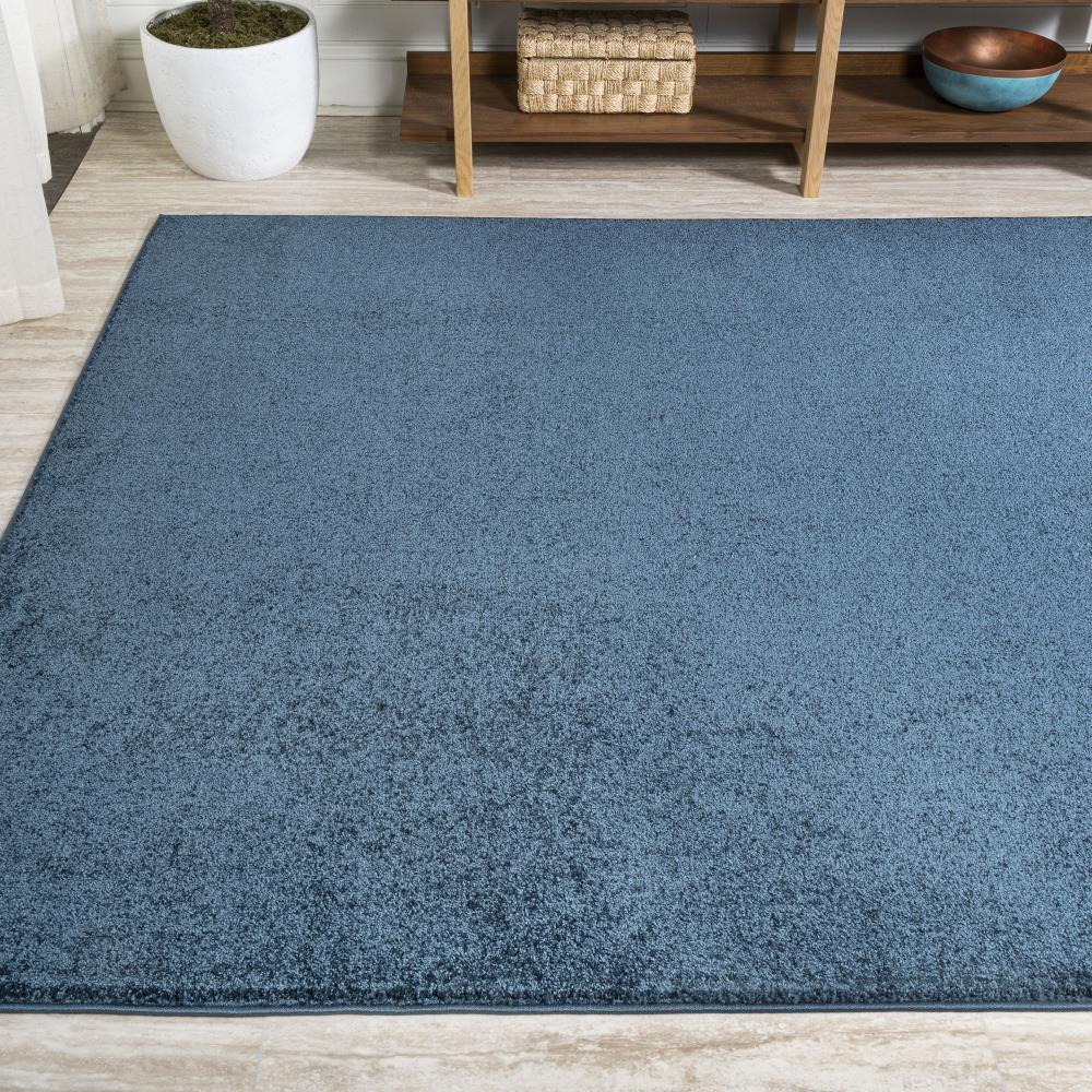 Trivor Haze Solid Low-Pile Area Rug Navy