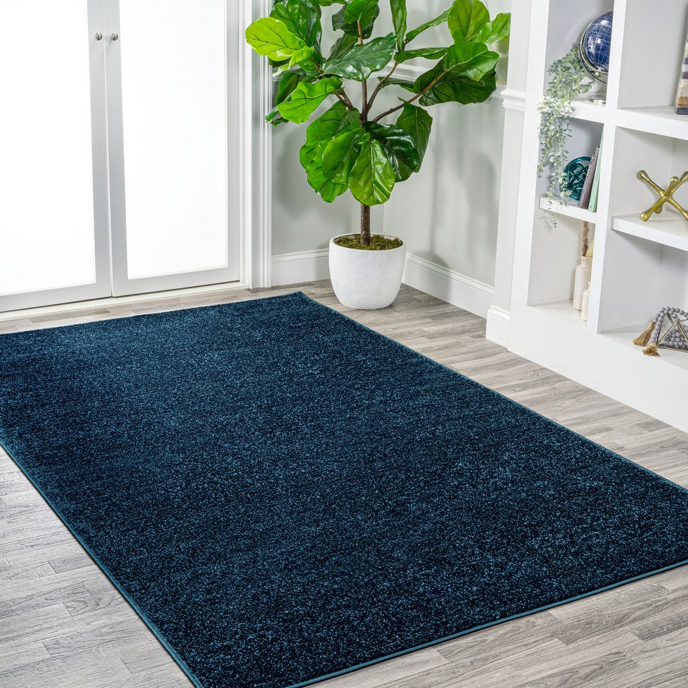 Trivor Haze Solid Low-Pile Area Rug Navy