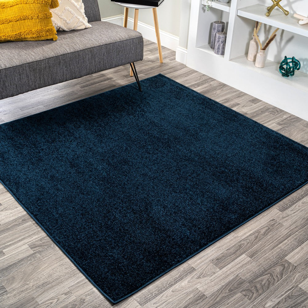 Trivor Haze Solid Low-Pile Area Rug Navy
