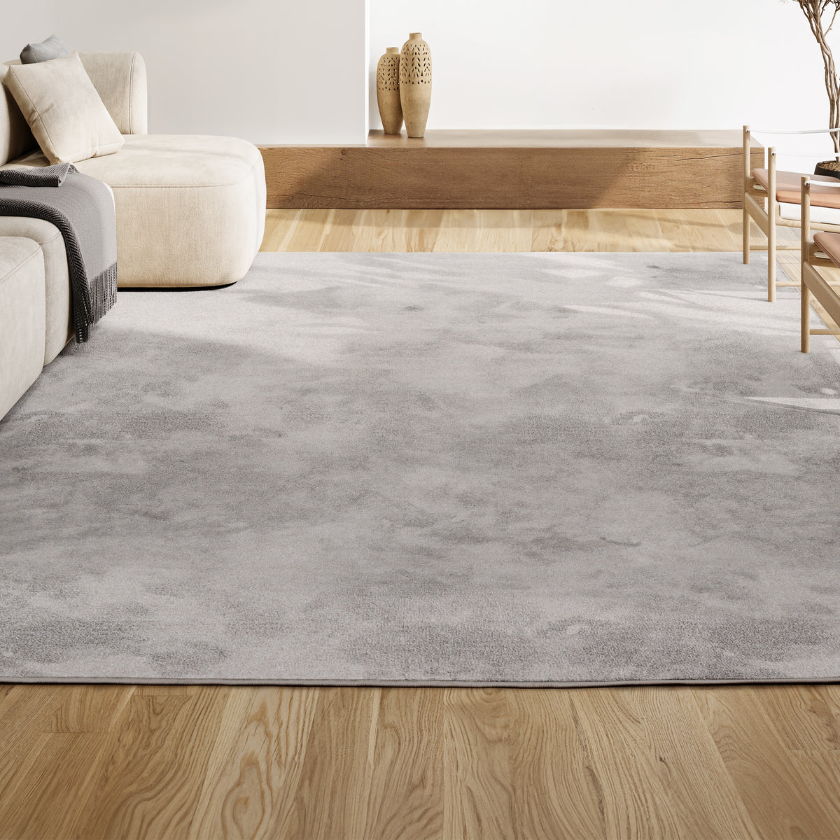 Trivor Haze Solid Low-Pile Area Rug Ivory