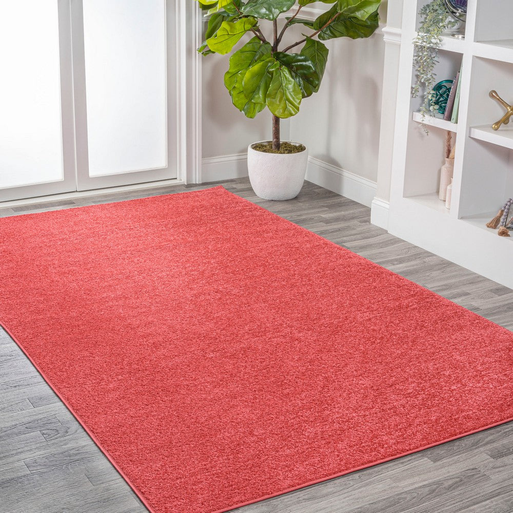 Trivor Haze Solid Low-Pile Area Rug Red