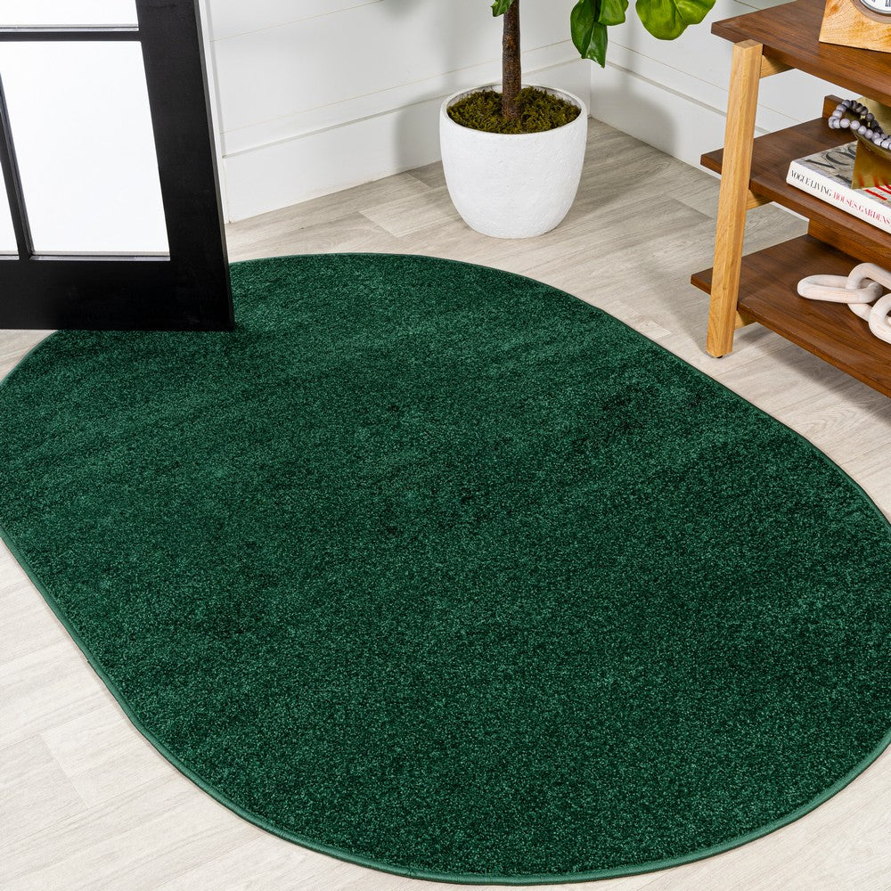 Trivor Haze Solid Low-pile Area Rug Emerald