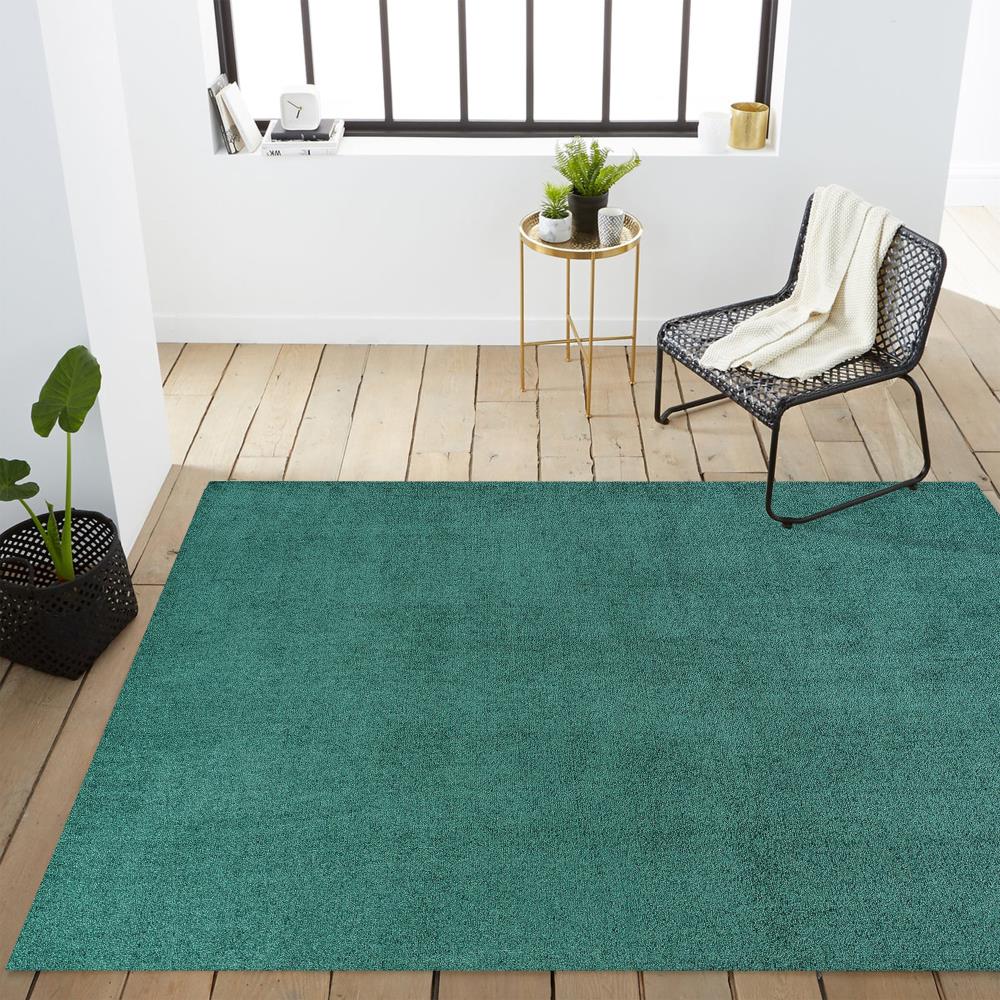 Trivor Haze Solid Low-pile Area Rug Emerald