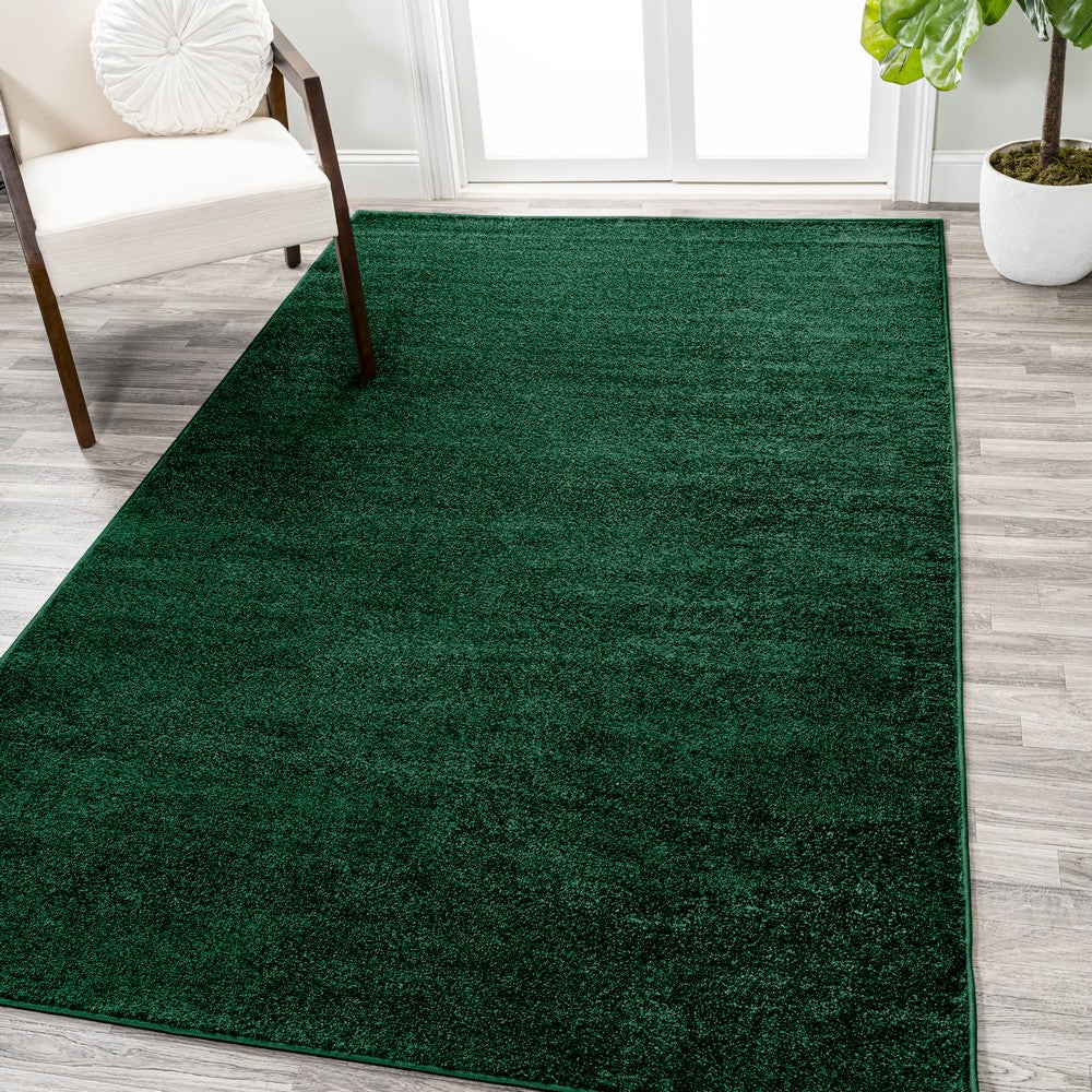 Trivor Haze Solid Low-pile Area Rug Emerald