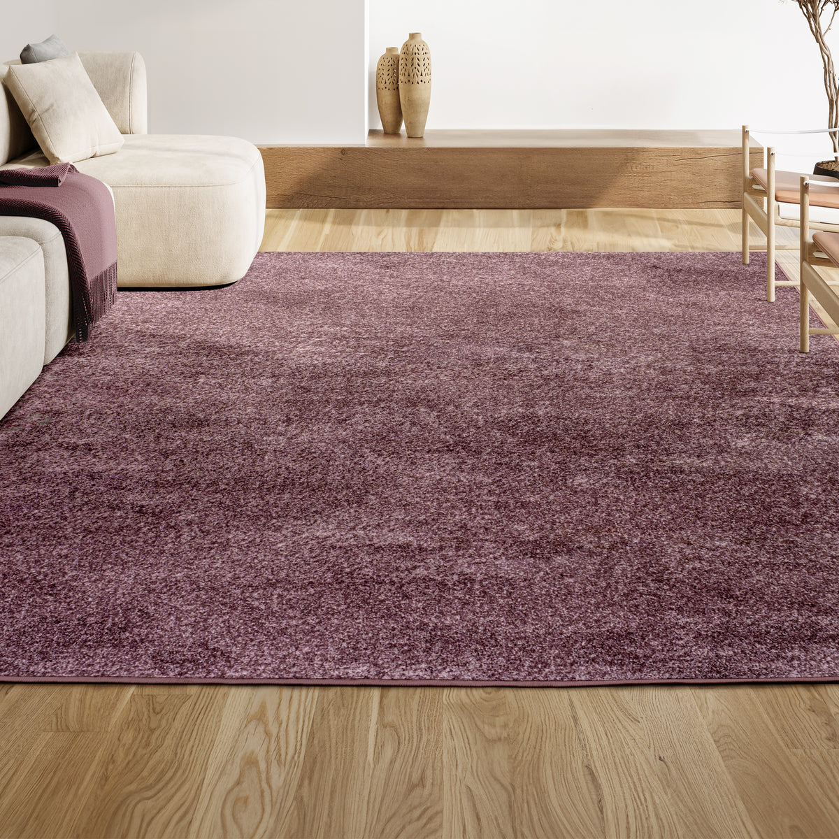 Trivor Haze Solid Low-pile Area Rug Light Purple