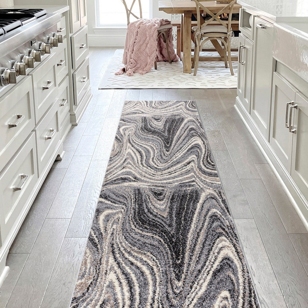 Saloni Contemporary Glam Abstract Marble Area Rug