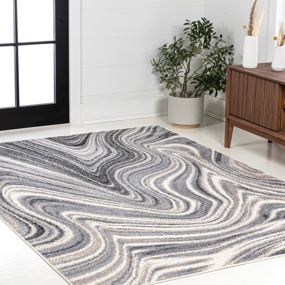 Saloni Contemporary Glam Abstract Marble Area Rug