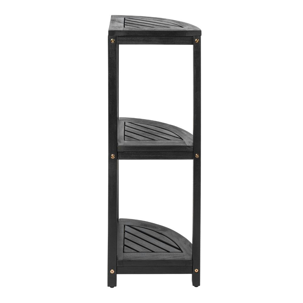Tera 33" Classic Minimalist 3-Tier Acacia Wood Freestanding Bathroom Corner Shelf
