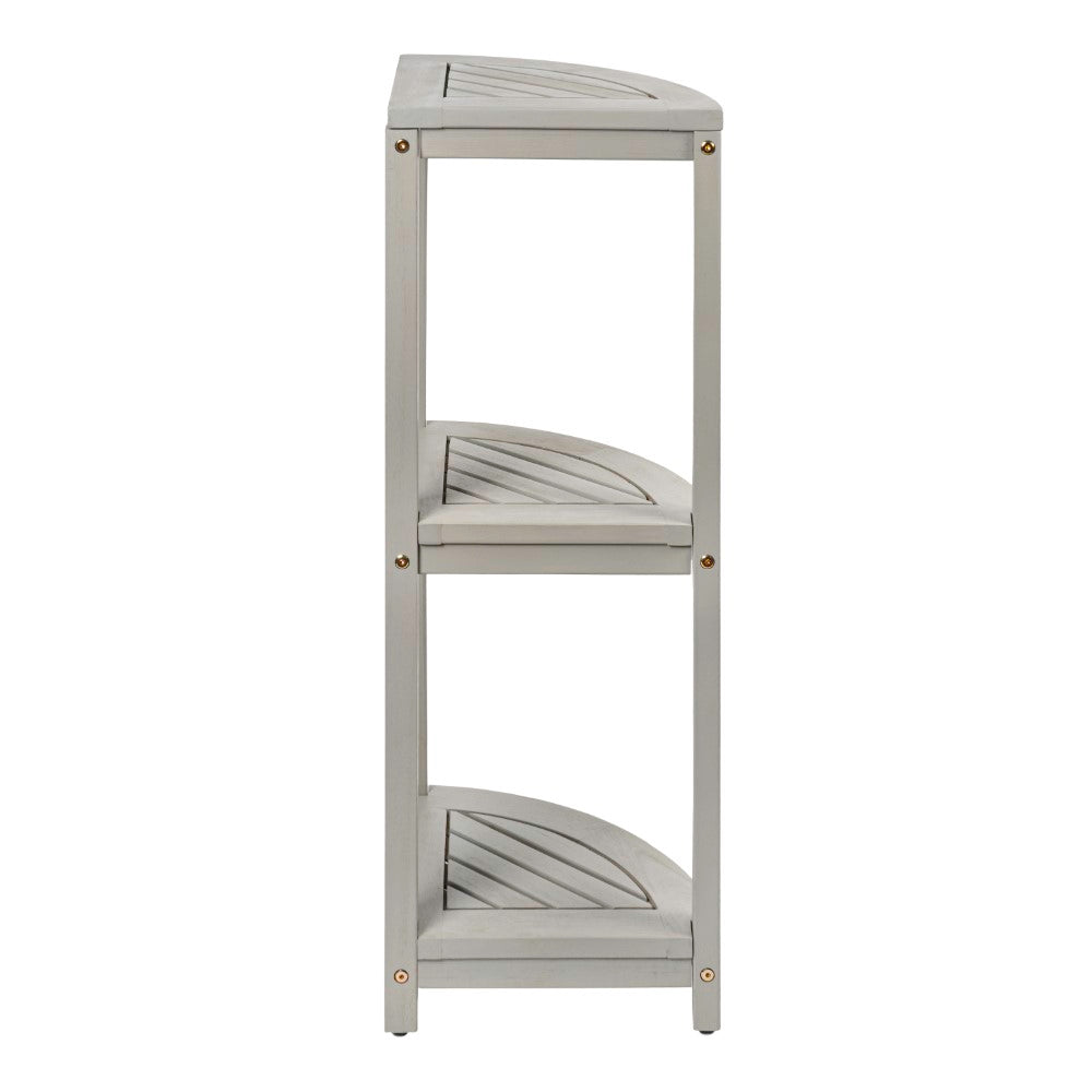 Tera 33" Classic Minimalist 3-Tier Acacia Wood Freestanding Bathroom Corner Shelf