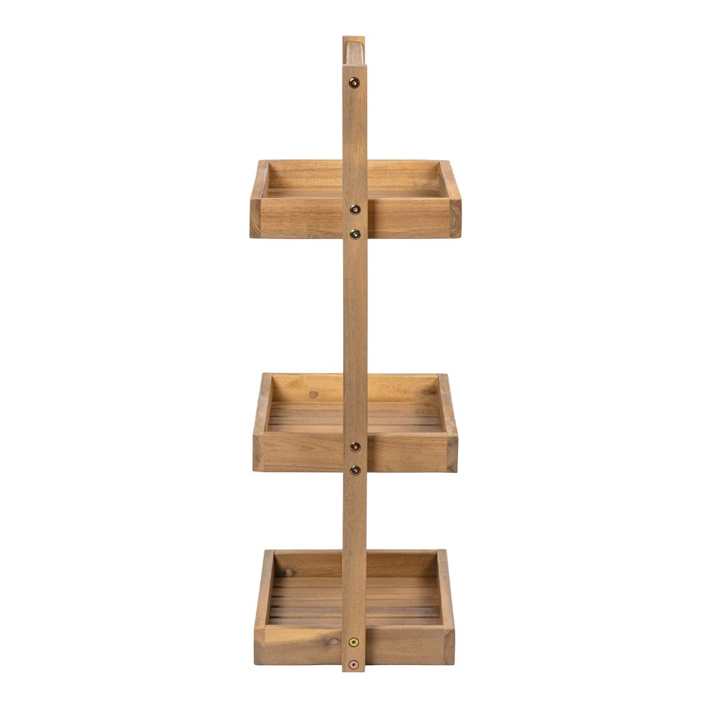 Moro 30" Classic Rustic 3-Tier Acacia Wood Freestanding Bathroom Shower Caddy