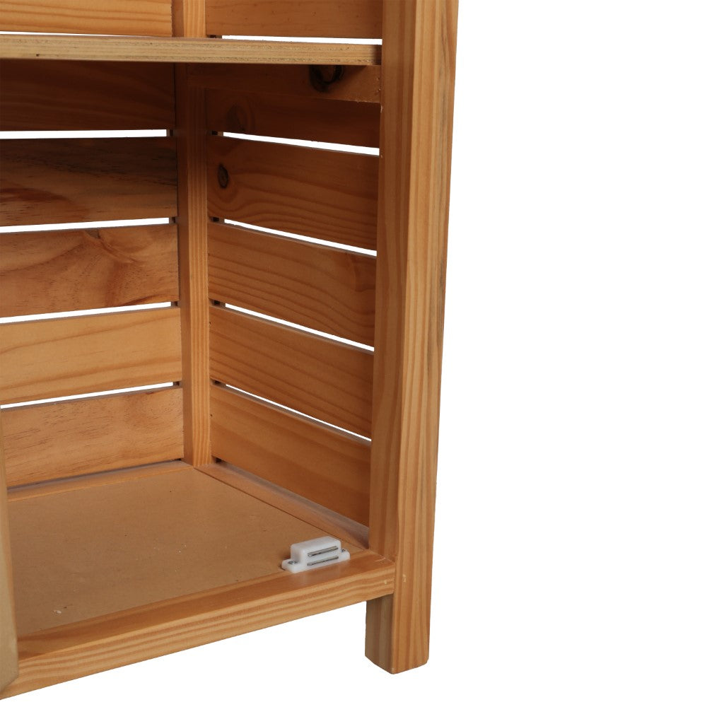 Valea 47 in. H Handcrafted Pine Wood Bathroom Freestanding Floor Storage Cabinet with Louvered Door and 3-Tier Open Shelves