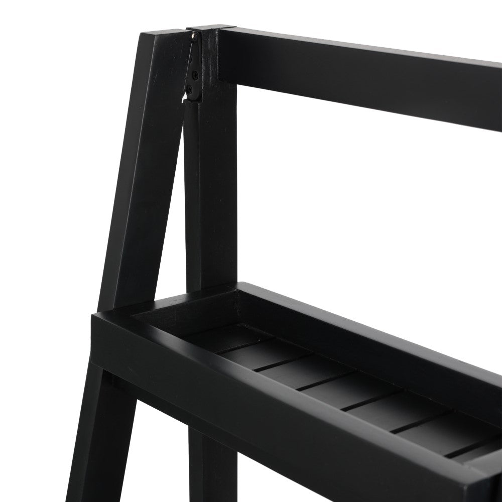 Velric 48 in. H Minimalist Handcrafted Acacia Wood 4-Tier Indoor/Outdoor Folding Display Ladder Storage Rack and Plant Stand