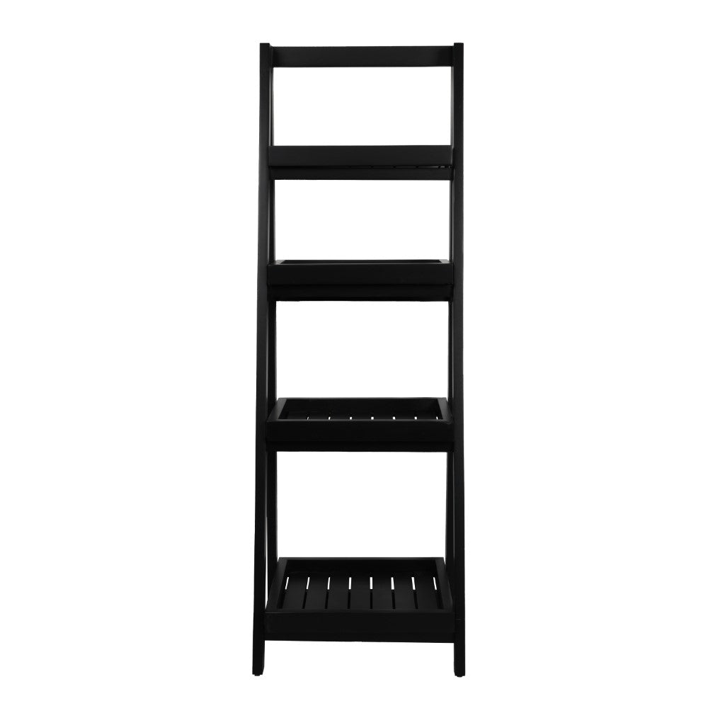 Velric 48 in. H Minimalist Handcrafted Acacia Wood 4-Tier Indoor/Outdoor Folding Display Ladder Storage Rack and Plant Stand