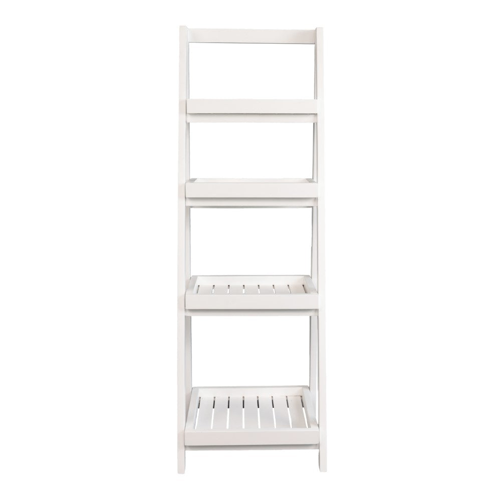 Velric 48 in. H Minimalist Handcrafted Acacia Wood 4-Tier Indoor/Outdoor Folding Display Ladder Storage Rack and Plant Stand
