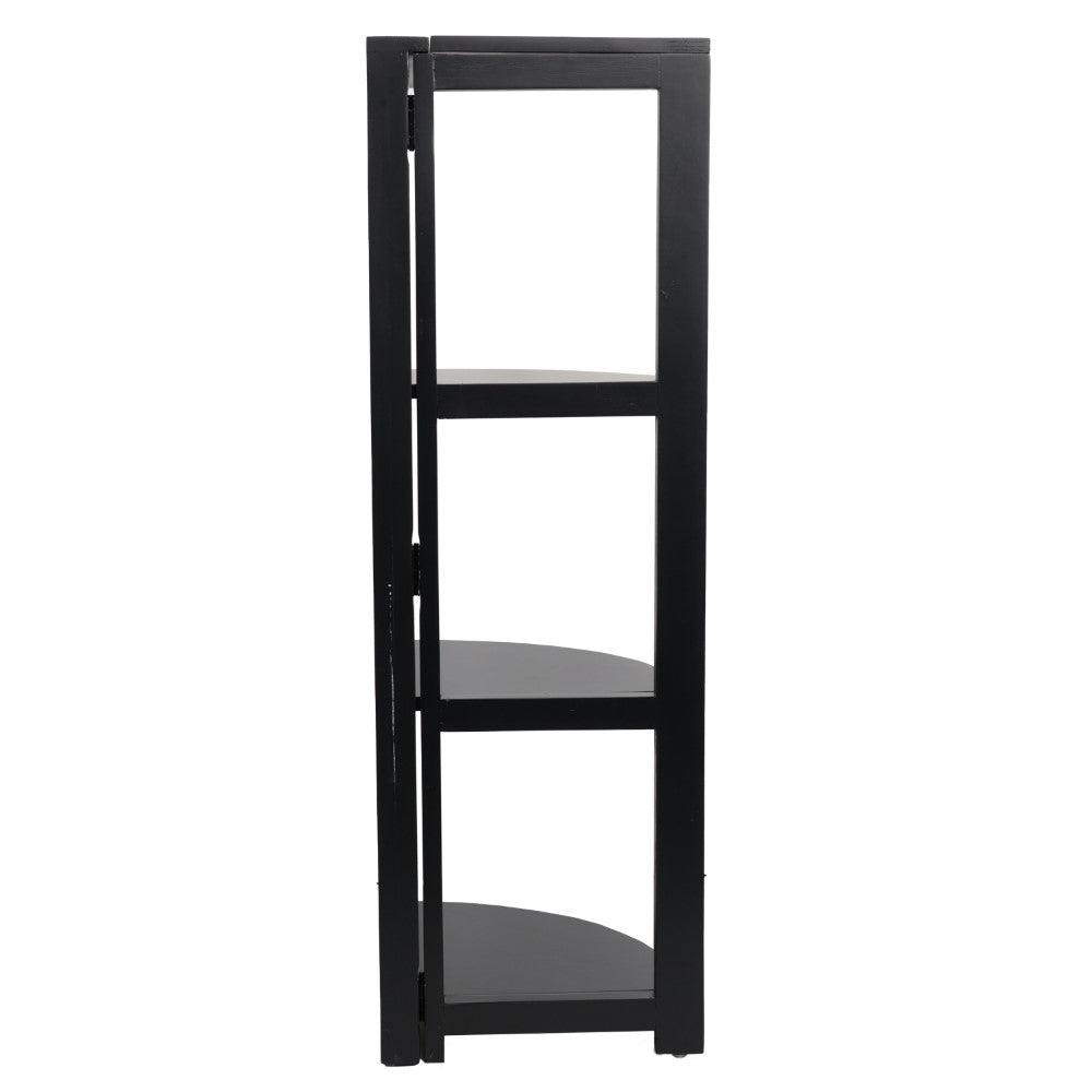 Liora 41 in. H Rustic Handcrafted Acacia Wood 4-Tier Indoor/Outdoor Folding Corner Storage Rack